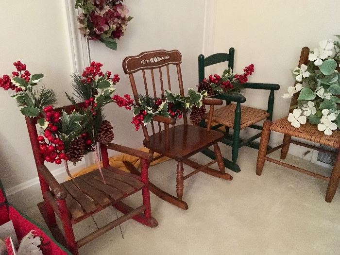 old children's rocker and arm chairs