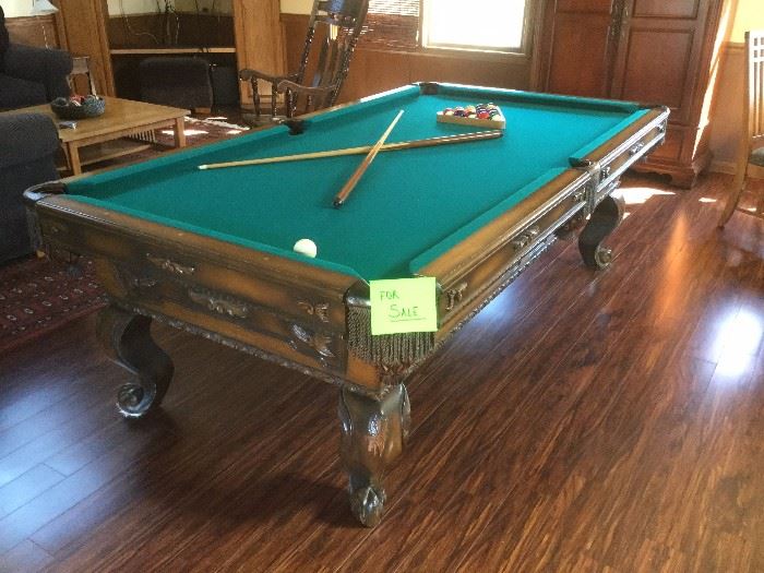  family room size single slate ornate pool table $300 OBO