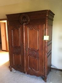  solid cherry wood  ornate  carved armoire  $525