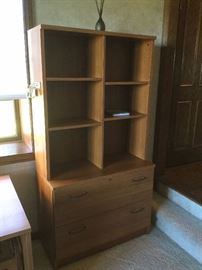  IKEA style bookcase with drawers below teak veneer $65