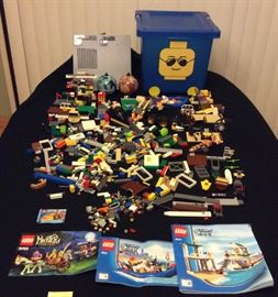 JYR015 Four Pounds of Loose Lego, Manuals, Bin, Mini Figs
