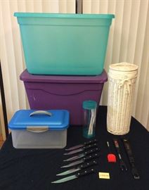 JYR034 Handy Household Lot - Henkel's Steak Knives, Bins & More
