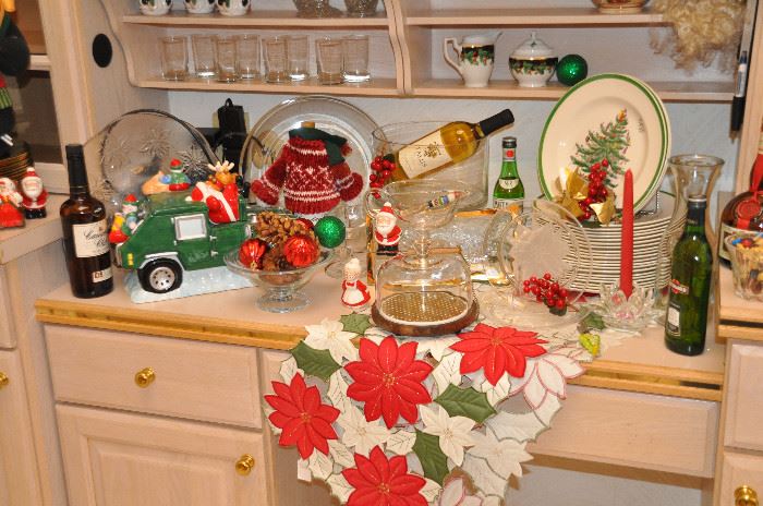 Glassware, Christmas cookie jar, gorgeous Christmas runners and more!
