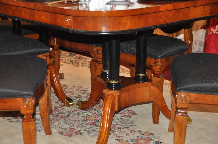 Gorgeous detail on the base of the double pedestal table