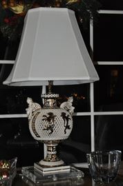 Rare Porcelain Vintage Table Lamp with Nudes ( 2 available)