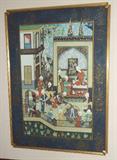Custom-framed, handpainted on silk, this is a knockout piece....commands attention with its intricate detail and exquisite figures..focal point of any room in which it is displayed!