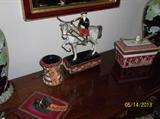 Closeup of equestrienne and beautiful candle holder and box. See more at first pic re: origin.