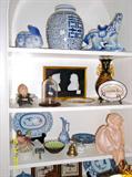 More samples of blue and whites! Shadowbox framed bisque figures.