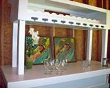 This is the front side top section....base goes to floor with plenty of wine storage, wine stem racks ... for your favorite bartender's delight!