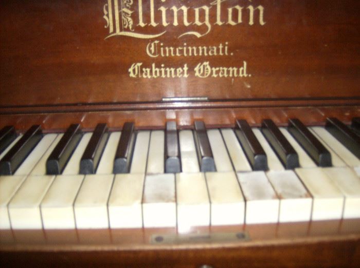 Piano label, also showing original ivory keys