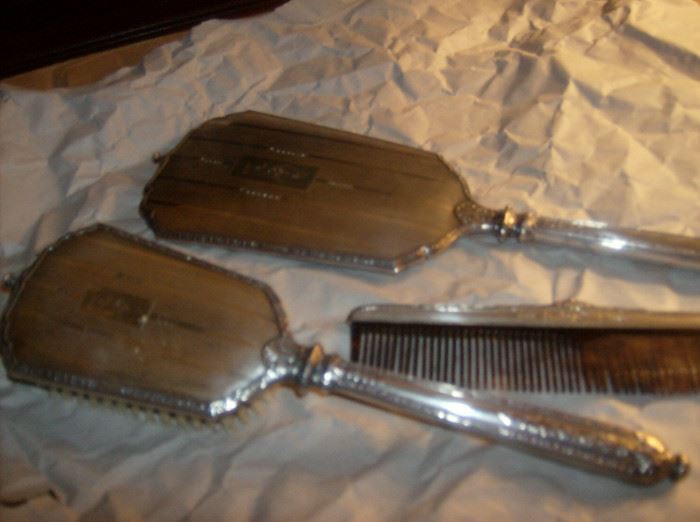 Antique Sterling silver dresser set, Mirror, Brush and Comb.   beautiful condition.   
