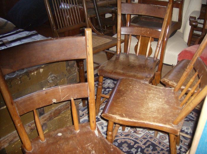 Very old, shovel seat side chairs,  condition varies 