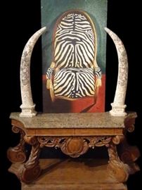 HUGE PAIR CHINESE CARVED BONE TUSKS WITH DRAGONS AND FOLIATE DESIGNS, 2 PAIRS AVAILABLE!