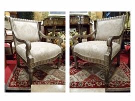 2 PAIRS OF BERNHARDT SILVER FINISH LOUIS XVI STYLE ARMCHAIRS, PAIRS SOLD SEPARATELY