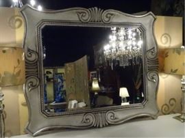 LARGE SILVER FINISH WALL MIRROR