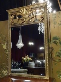LARGE GOLD GILT WOOD MIRROR