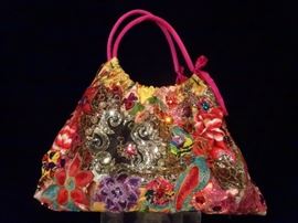 NEW LOUIS ASSCHLER TOTE BAG OR HANDBAG, ELABORATELY BEADED AND EMBROIDERED, ONE OF A KIND, NEVER USED, TAGS STILL ATTACHED!