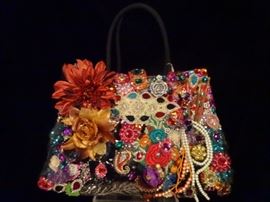 NEW LOUIS ASSCHLER TOTE BAG OR HANDBAG, ELABORATELY BEADED AND EMBROIDERED, ONE OF A KIND, NEVER USED, TAGS STILL ATTACHED!