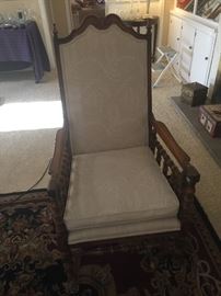 Pair of Vintage tall back arm chairs (have been recovered)
