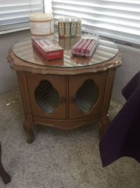 French Provincial round cabinet/end table