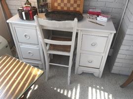 Painted white desk and chair