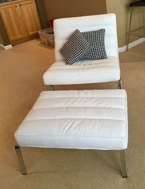 White leather chair and ottoman from Design Quest