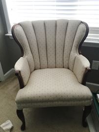 wingback chair with off white fabric