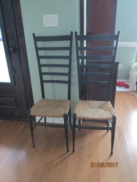 Pr. cane bottom tall ladder back chairs