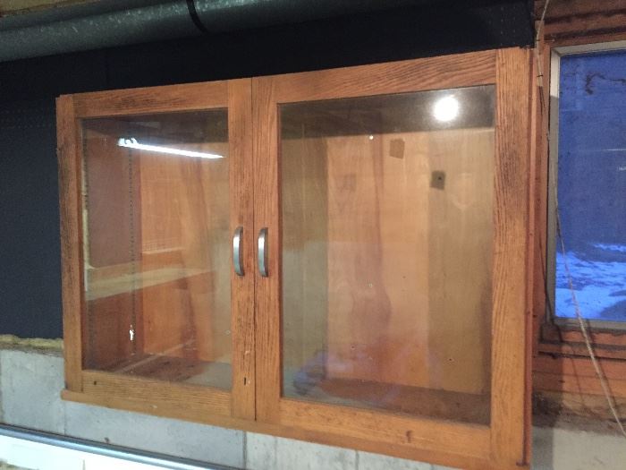Primitive glass front cabinet $30