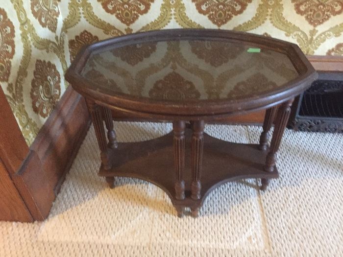 Buy it now PAYPAL $60 antique side table removable glass tray