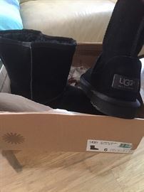  Buy it now PAYPAL $75. UGG black suede boots size 6 brand-new never worn