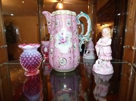 Fenton cranberry opalescent hobnail vase