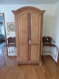 Pickled pine armoire 