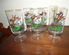 Neiman Marcus hunt scene stemware