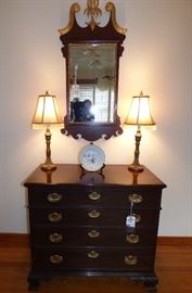 Henredon 4 drawer chest with brass shell pulls