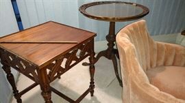 Wood carved occasional tables. 