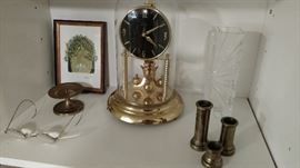 Silver plate candle sticks. Vintage reading glasses