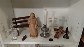 Wood, glass and marble crosses. 