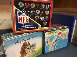 Vintage Metal Lunchboxes - Flipper, NFL, & Wags 'n Whiskers