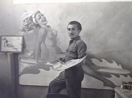 Original photograph of WWII nose art artist