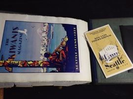 1928 Kiwanis International Convention commemorative album for the chairman with photos of Hec Ed Pavilion dedication and other early Seattle original photos.
