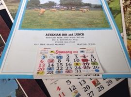 Athenian Inn 1963 calendar