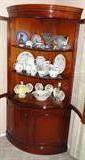 drexel mahogany curio, antique austrain tea set, swarovski, smalls