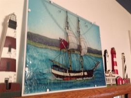 Glass Ship Wall Hanging