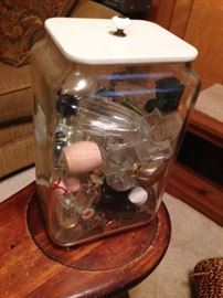 1930's Edison Glass Battery Jar with Porcelain Ceramic Lid