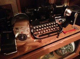 Old Corona Typewriter and Camera Collection