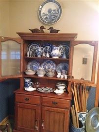 Early American Cabinet with Porcelain