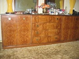 BR extended dresser of burl wood