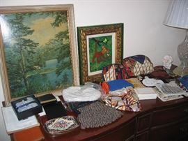 Ladies purses, art, hankerchiefs