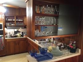 Glassware, Kitchen Items, Corning ware, Crystal, Club Cookware, Baking Pans, Tupperware, Cake Pans. 